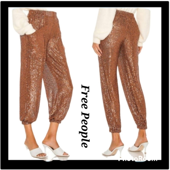 Free People Pants - Free People Morelia Sequin Joggers Bronze Pants